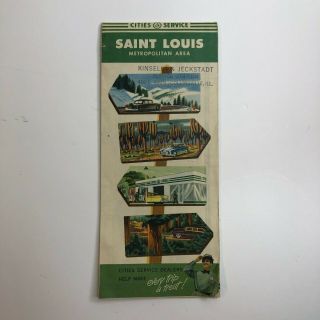 Vintage 1960 Cities Service Dealers St.  Louis Metropolitan Gas Station Road Map