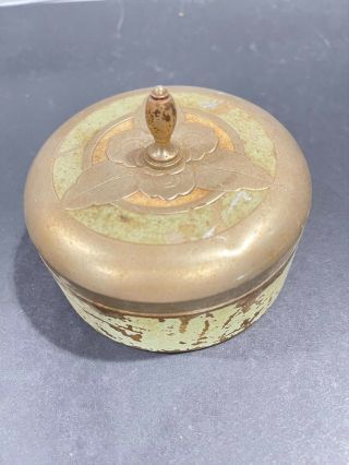Vintage Chase Brass/copper Art Deco Powder Box