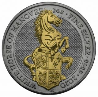 1 Oz Queen´s Beast White Horse 2020 Antique Gilded