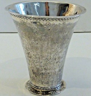 Swedish 18th C.  Small Silver Beaker W/ Decorative Band At Foot & Lip