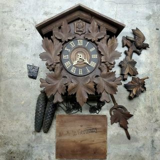 Antique Cuckoo Clock Restoration Repair Parts Black Forest German Clockworks
