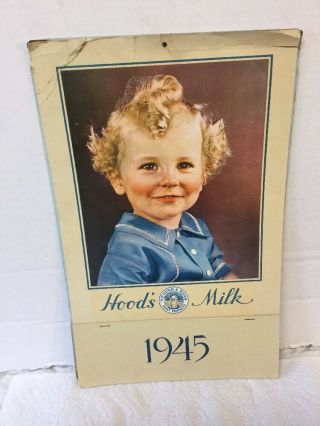 Vintage 1945 Calendar H P Hood Milk Dairy Christmas Gift From Delivery Milkman