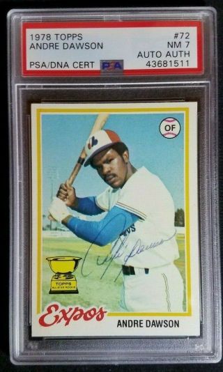 1978 Topps 72 Andre Dawson Signed All Star Rookie Autograph Auto Psa/dna 7 Card