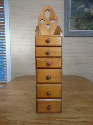 Vintage 6 Drawer Wooden Apothecary Spice Cabinet Wall Mount Or Countertop