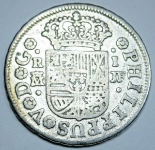 1739 Spanish Silver 1 Reales Antique 1700 ' s Colonial Cross Pirate Coin 2
