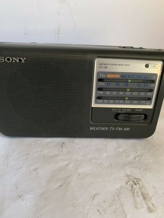 Vintage Sony Icf - 36 Weather Tv Fm Am 4 Band Portable Radio Ac/dc Battery
