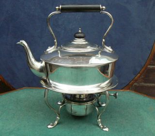 Harrods Art Deco Silver Plated Spirit Kettle,  With Burner,  On Stand.