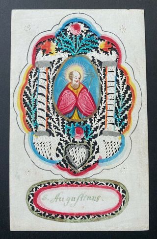 Antique 18th Century Holy Card Real Canivet St Augustinus Parchment??