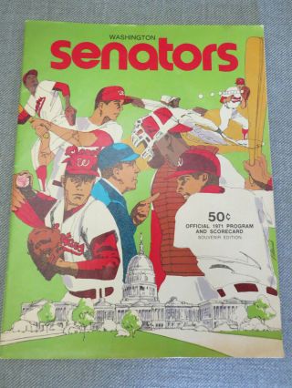Vintage 1971 Washington Senators Mlb Baseball Team Program Detroit Tigers