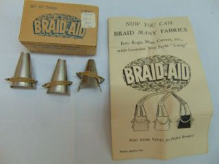 Vtg Braid - Aid 3 Way Tool Set Of Three W/box Instructions For Braided Rugs Usa