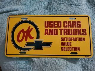 Vintage Nos Chevrolet Ok Cars And Trucks License Plate Dated June 1969