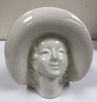 Vintage Art Nouveau Ceramic Pottery Woman’s Head Wall Pocket Vase,  Usa