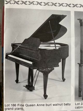Antique Eavestaff Burlwood Baby Grand Piano