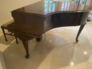 Antique eavestaff Burlwood Baby Grand Piano 2