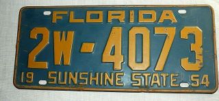 Rare Vintage 1954 Florida Sunshine State Vehicle License Plate Duval