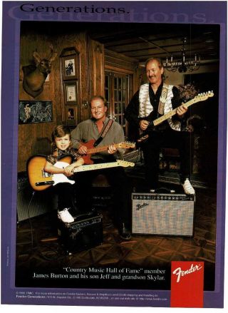 1997 Fender Telecaster Electric Guitar James Burton And Family Vintage Print Ad