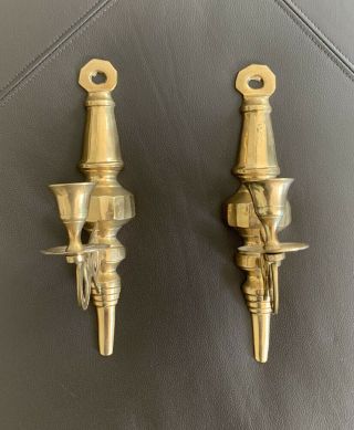 Vintage Set Of 2 Brass Wall Candelabra Sconce Taper Candlestick Holder