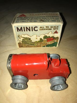 Vintage Tri - Ang Minic - Tin Plate Clockwork Tractor (box)