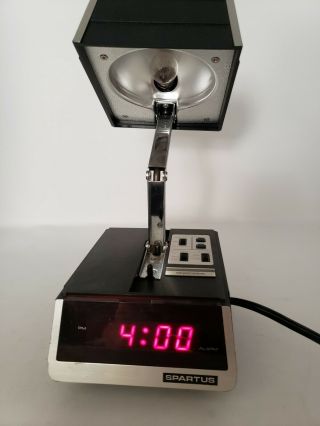 Vintage Spartus Telescoping Desk Lamp With Digital Alarm Clock 1400