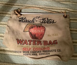 Vintage Hirsch Weis Self Cooling Water Bag Camping Radiator Automobile Canvas