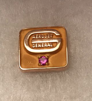 Vintage Aerojet General 10k Gold Service Tie Tac Pin Ruby Gemstone