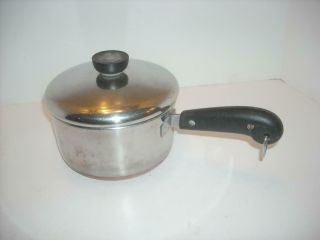 Vintage 1.  5 Qt Copper Bottom Revere Ware Sauce Pan Clinton Illinois W/lid