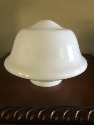 Vintage 8.  5 " White Milk Glass Schoolhouse Ceiling Light Shade Globe 3.  75 " Fitter