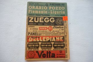 1957 Italy Italian Train Railway Timetable Orario Pozzo Piemonte Liguria
