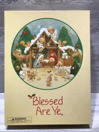 Vintage Blessed Are Ye Nativity Christmas 500 Pc Jigsaw Puzzle Round Current Euc