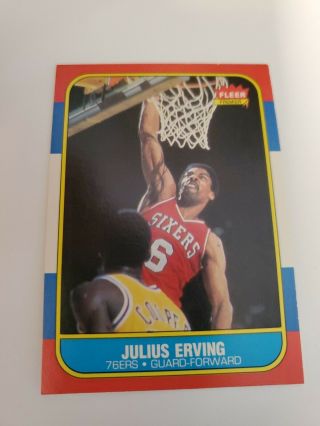 1986 - 87 Fleer 31 Julius Erving Philadelphia 76ers Perfectly Centered,  Sharp