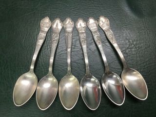 Set Of 6 Vintage Reed And Barton Silver Plate Boston Mass Souvenir Spoons