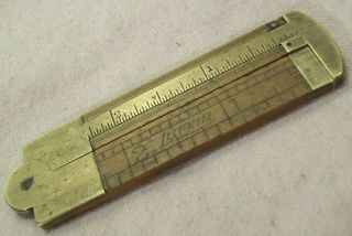 1900s Lufkin No.  171 (36) Antique Boxwood 6 " Folding Ruler W/2 1/4 " Brass Caliper
