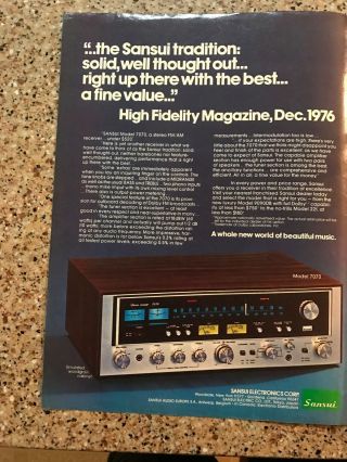 1977 Vintage 8x11 Print Ad For Sansui 7070 Stereo Fm Receiver Up There With Best