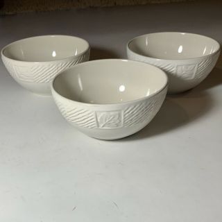 Pfaltzgraff Pottery Sierra Set Of 3 White 5 7/8 " Cereal Soup Bowls Vintage