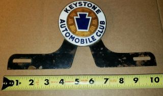 Vintage Keystone Automobile Club Enamel Metal Car License Plate Topper Emblem