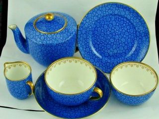Antique Foley China For Lawleys Bachelor Tea Set,  Blue 