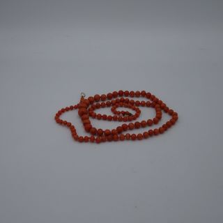 Antique Strand Of Red Coral Graduated Beads.  Italian.  C1900.  9.  5mm - 3.  5mm.  24.  6 Grams