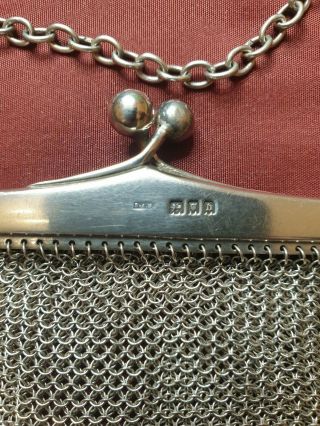Solid Silver Purse Bag Chainmail Mesh English Hallmarked London 1912