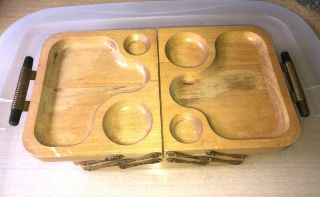 Vintage Karoff Wood Art Deco Modern Fold Away Buffet 3 Tier Bar/serving Tray