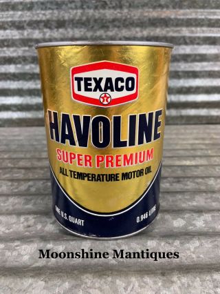 Vintage Texaco Havoline Premium 1 Qt Motor Oil Can - Gas & Oil