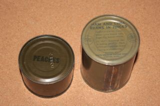 Vintage Mre Can Ham And Lima Beans In Juices And Peaches Empty