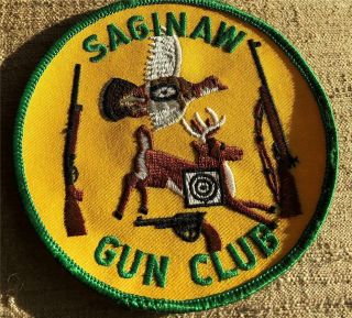 Vintage Saginaw Gun Club Sew On Patches Nra Hunting 4 "