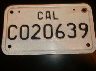 Vintage California Motorcycle License Plate,  Co20639 - White/blue - - - - 287