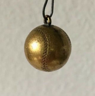 Vintage Baseball Sports Charm Award Gold Tone Brass Pendant For Bracelet