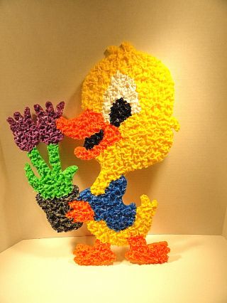 Vintage Melted Plastic Popcorn Easter / Spring Duck