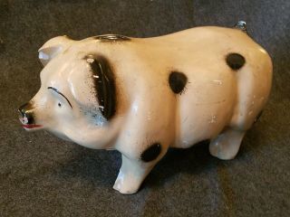 Vintage 1940 - 50’s Carnival Prize Chalkware Pig Piggy Bank Large 15”