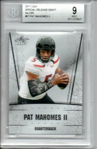2017 Leaf Pat Mahomes Rookie Special Release Draft Silver Beckett Bgs 9