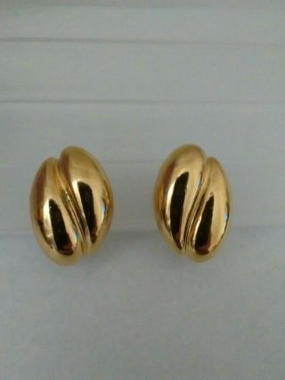 Vintage 80s Clip Ons Gold Tone Costume Jewellery Clip On Earrings