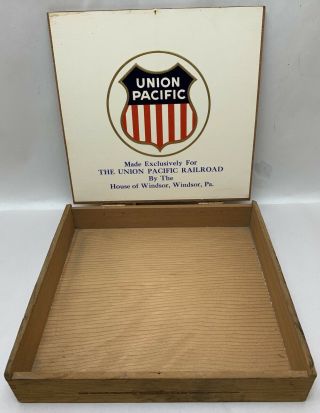 Vtg Union Pacific Railroad Shield Uprr House Of Windsor Pa Wood Cigar Box