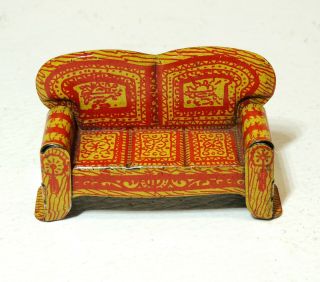 1930s Vtg Marx Newlyweds Parlor Sofa Couch Tin Litho Doll House Furniture Toy 2